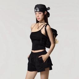 short thun ngắn phồng lưng chun có dây rút form ngắn nhabachtuoc